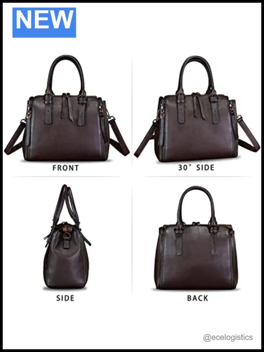Genuine Leather Satchel Vintage Crossbody Handbag Top Handle Purse